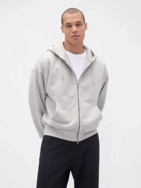 Extra schwerer French-Terry-Kapuzenpullover mit Reißverschluss für Erwachsene
