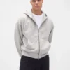 Extra schwerer French-Terry-Kapuzenpullover mit Reißverschluss für Erwachsene