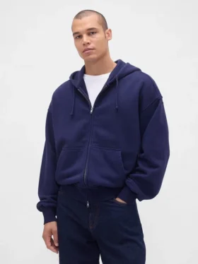 Extra schwerer French-Terry-Kapuzenpullover mit Reißverschluss für Erwachsene