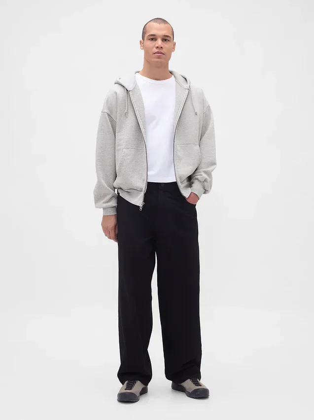 Extra schwerer French-Terry-Kapuzenpullover mit Reißverschluss für Erwachsene
