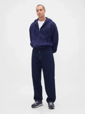 Extra schwerer French-Terry-Kapuzenpullover mit Reißverschluss für Erwachsene
