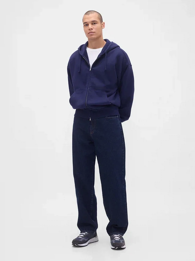 Extra schwerer French-Terry-Kapuzenpullover mit Reißverschluss für Erwachsene