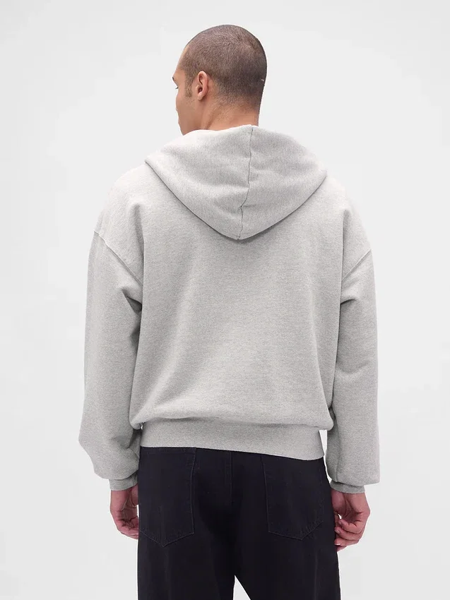 Extra schwerer French-Terry-Kapuzenpullover mit Reißverschluss für Erwachsene