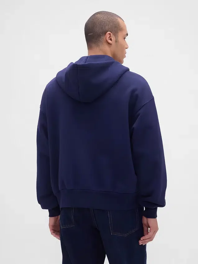 Extra schwerer French-Terry-Kapuzenpullover mit Reißverschluss für Erwachsene