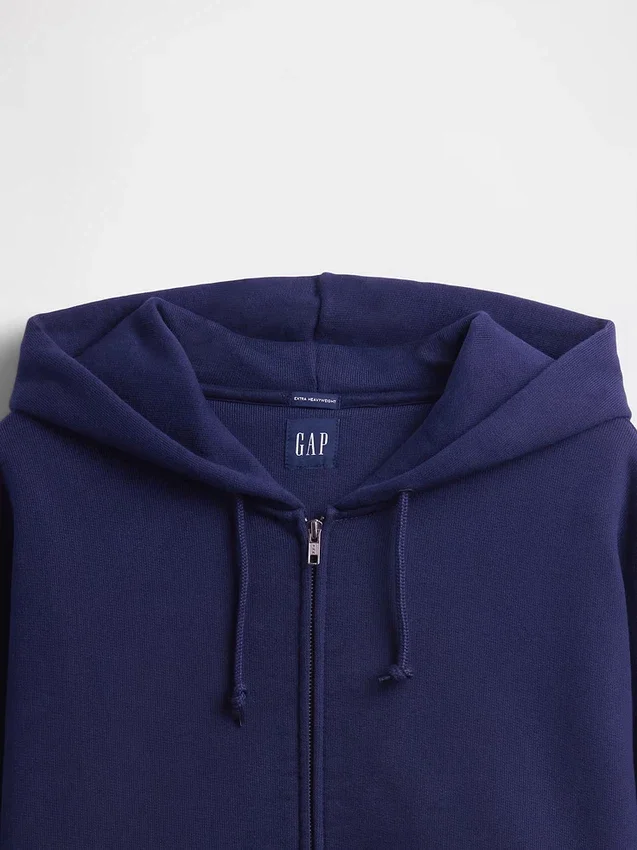 Extra schwerer French-Terry-Kapuzenpullover mit Reißverschluss für Erwachsene