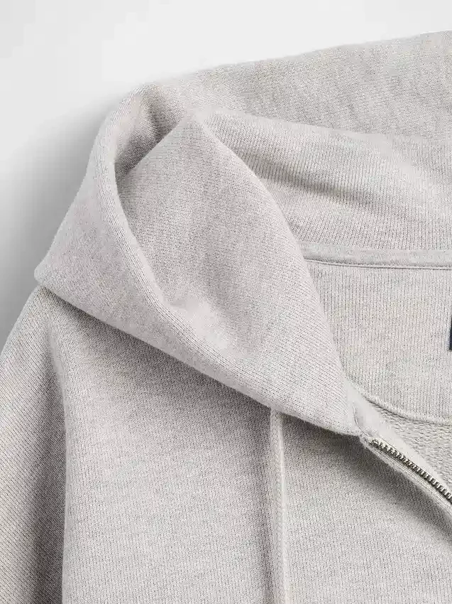 Extra schwerer French-Terry-Kapuzenpullover mit Reißverschluss für Erwachsene