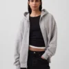 Extra schwerer French-Terry-Kapuzenpullover mit Reißverschluss für Erwachsene
