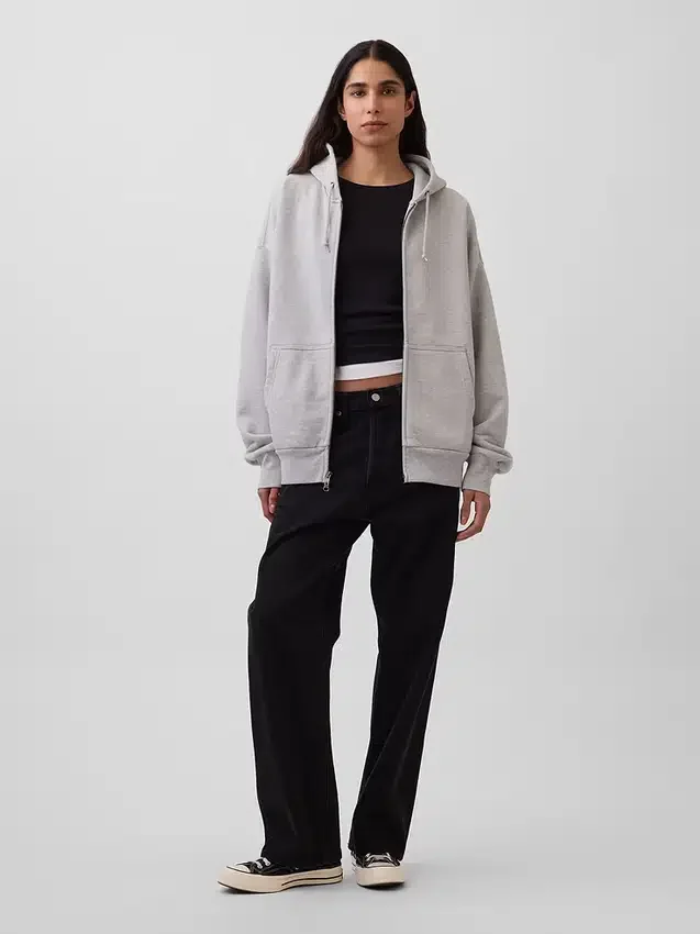 Extra schwerer French-Terry-Kapuzenpullover mit Reißverschluss für Erwachsene