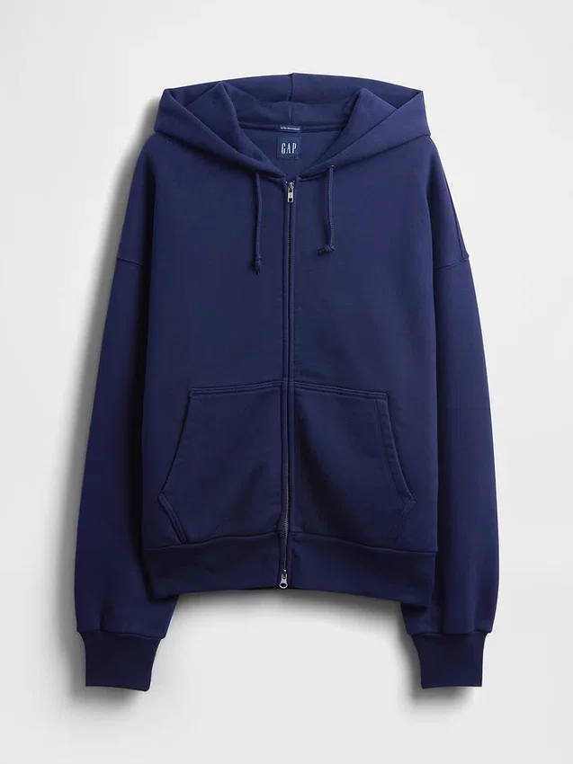 Extra schwerer French-Terry-Kapuzenpullover mit Reißverschluss für Erwachsene