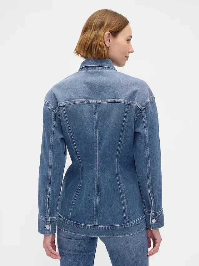 Figurbetonte Longline-Jeansjacke