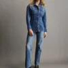 Figurbetonte Longline-Jeansjacke