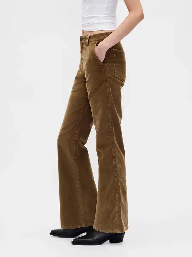 Flare-Hose aus Cord mit mittlerer Leibhöhe