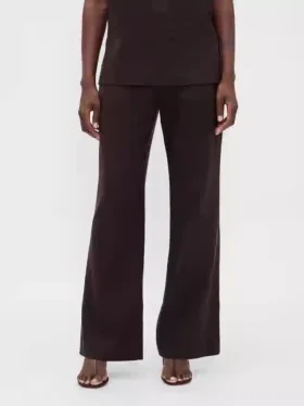 Flare-Hose aus Leinenmischung mit niedriger Leibhöhe