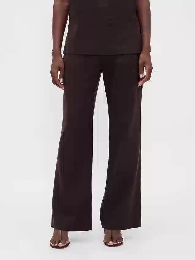 Flare-Hose aus Leinenmischung mit niedriger Leibhöhe