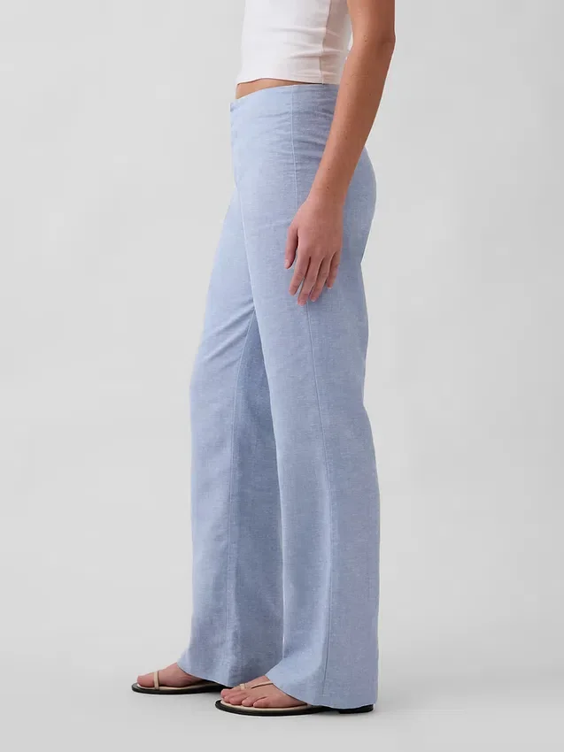 Flare-Hose aus Leinenmischung mit niedriger Leibhöhe
