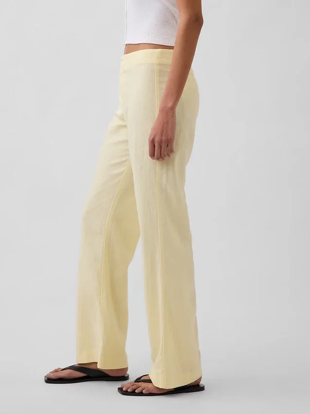 Flare-Hose aus Leinenmischung mit niedriger Leibhöhe