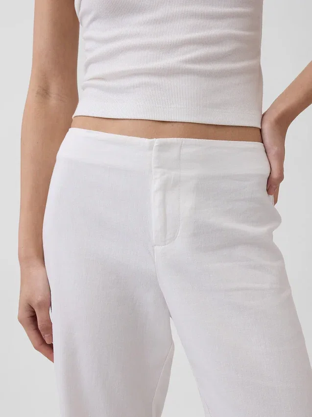 Flare-Hose aus Leinenmischung mit niedriger Leibhöhe