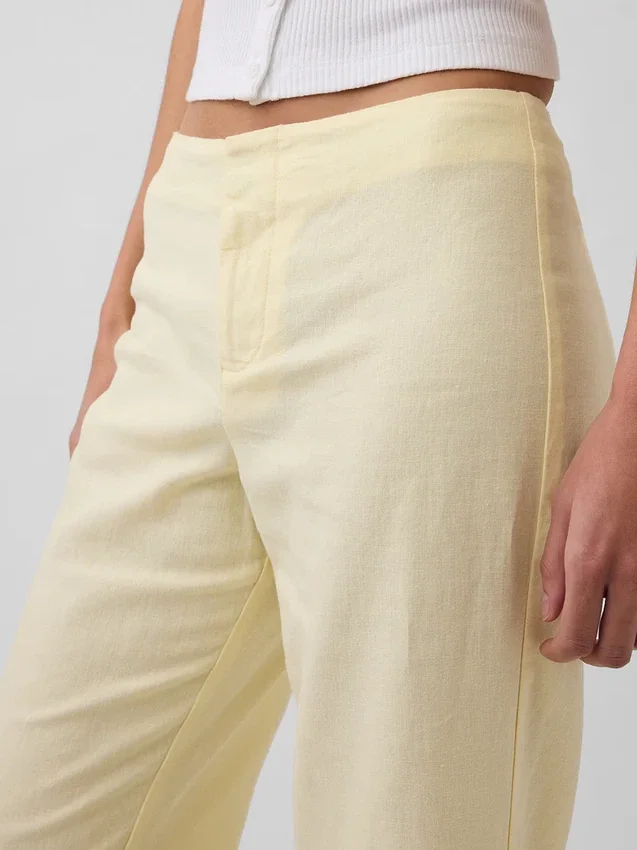 Flare-Hose aus Leinenmischung mit niedriger Leibhöhe