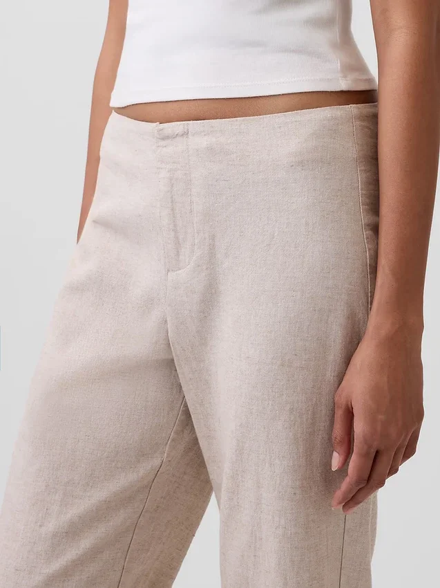 Flare-Hose aus Leinenmischung mit niedriger Leibhöhe