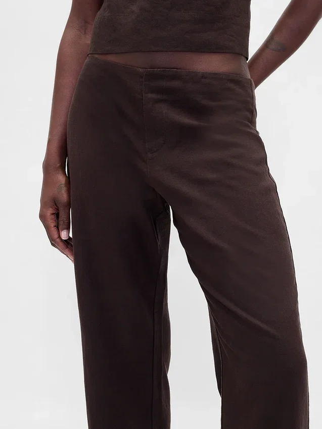 Flare-Hose aus Leinenmischung mit niedriger Leibhöhe