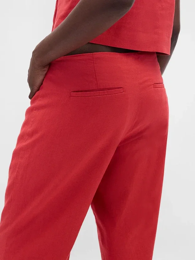 Flare-Hose aus Leinenmischung mit niedriger Leibhöhe