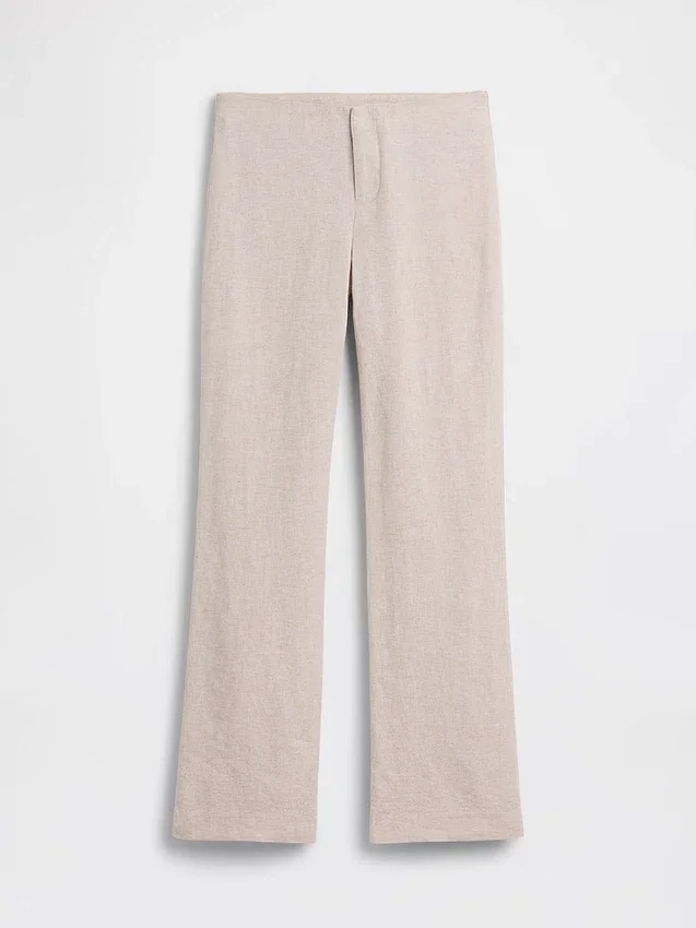 Flare-Hose aus Leinenmischung mit niedriger Leibhöhe