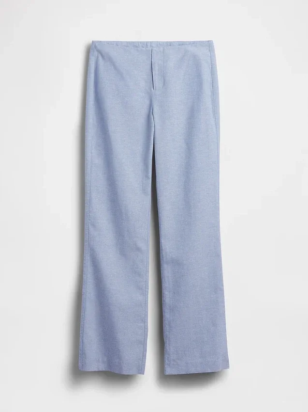 Flare-Hose aus Leinenmischung mit niedriger Leibhöhe