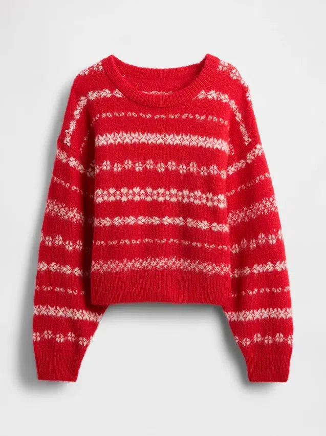 Flauschiger Oversize-Pullover mit Rundhalsausschnitt