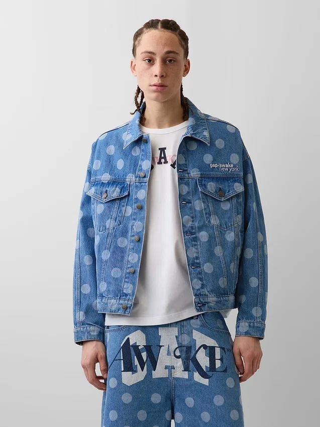 GAP × Awake NY Oversized-Jeansjacke mit Punktmuster