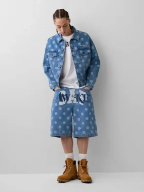 GAP × Awake NY Oversized-Jeansjacke mit Punktmuster