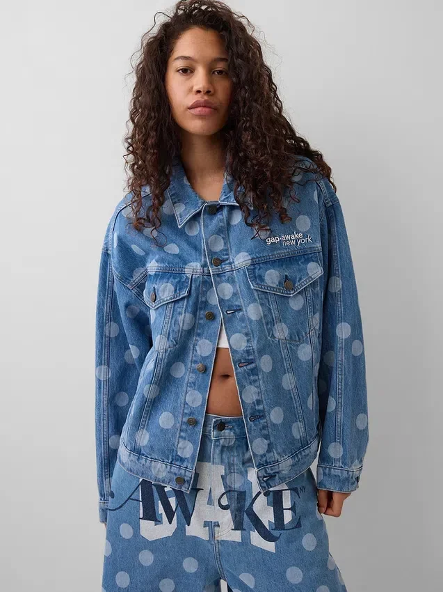GAP × Awake NY Oversized-Jeansjacke mit Punktmuster