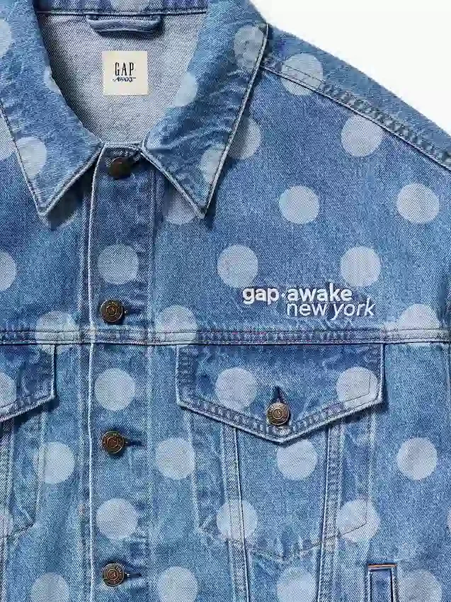 GAP × Awake NY Oversized-Jeansjacke mit Punktmuster