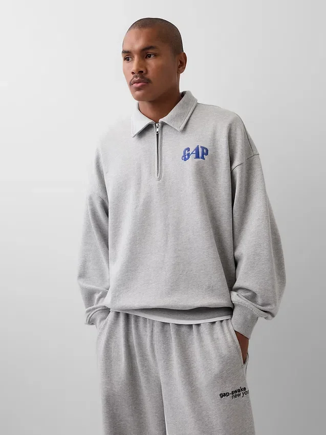 GAP × Awake Ny Schwerer, übergroßer Pullover mit Viertelreißverschluss