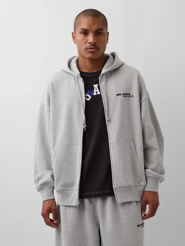 Gap × Awake NY Schwerer Oversize-Hoodie mit Reißverschluss und Logo