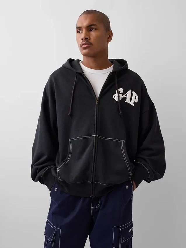 Gap × Awake NY Schwerer Oversize-Hoodie mit Reißverschluss und Logo