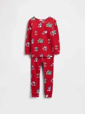 GAP × Disney Kinder- und Baby-Pyjama-Set aus gebürsteter Bio-Baumwolle für die Feiertage
