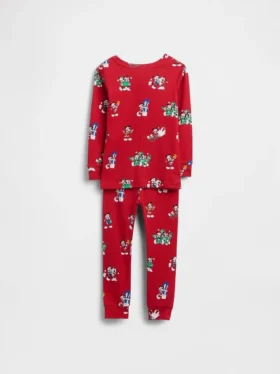 GAP × Disney Kinder- und Baby-Pyjama-Set aus gebürsteter Bio-Baumwolle für die Feiertage