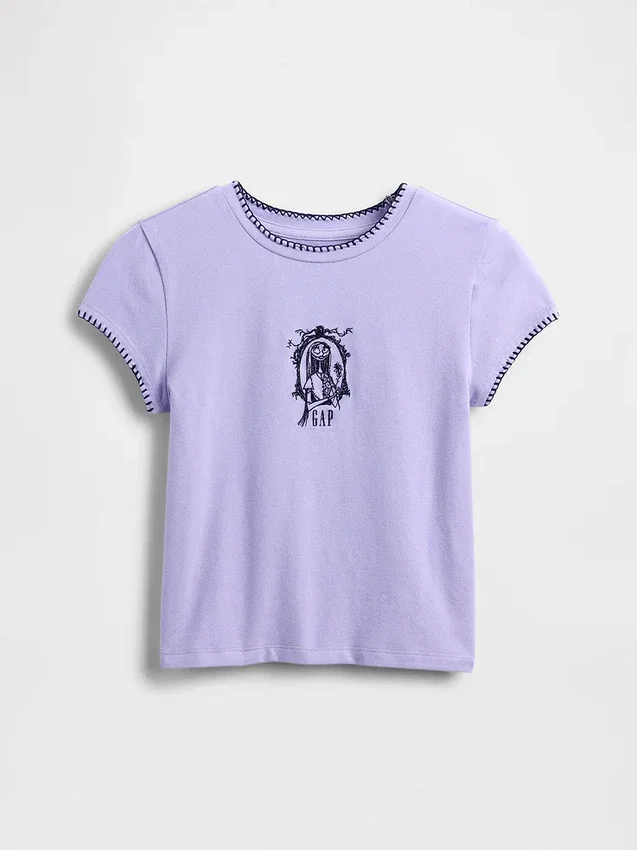 Gap × Disney „Tim Burtons The Nightmare Before Christmas“ Kinder-T-Shirt mit Grafik in geschrumpfter Passform