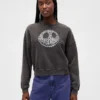 GAP × Disney „Tim Burtons The Nightmare Before Christmas“ – Schweres Sweatshirt mit Totenkopf-Motiv