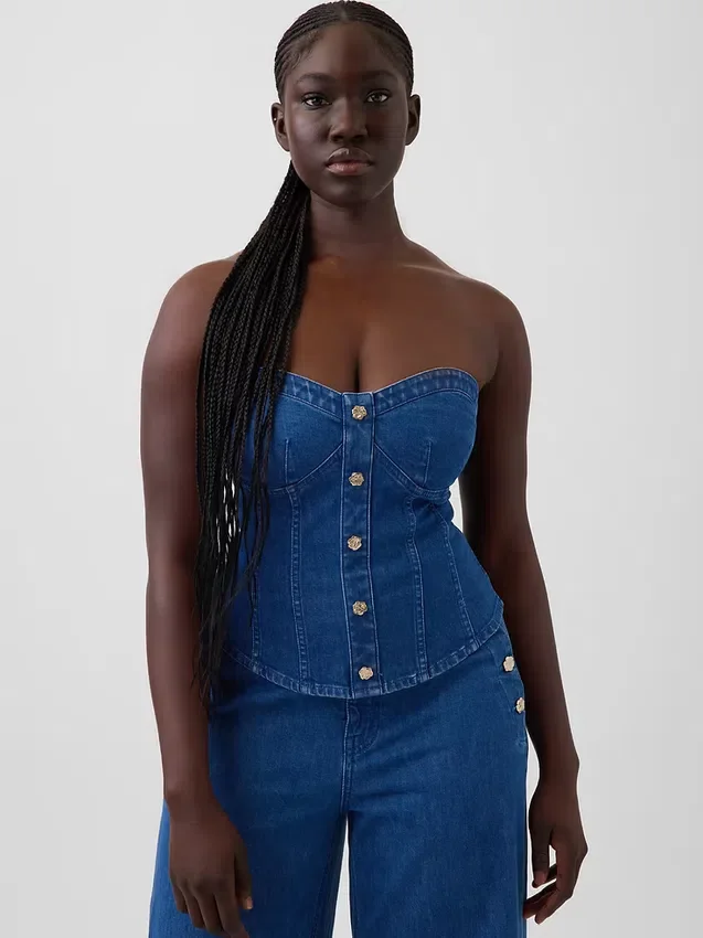 GAP × Hfr Denim-Korsett-Oberteil von Atelier Ndigo