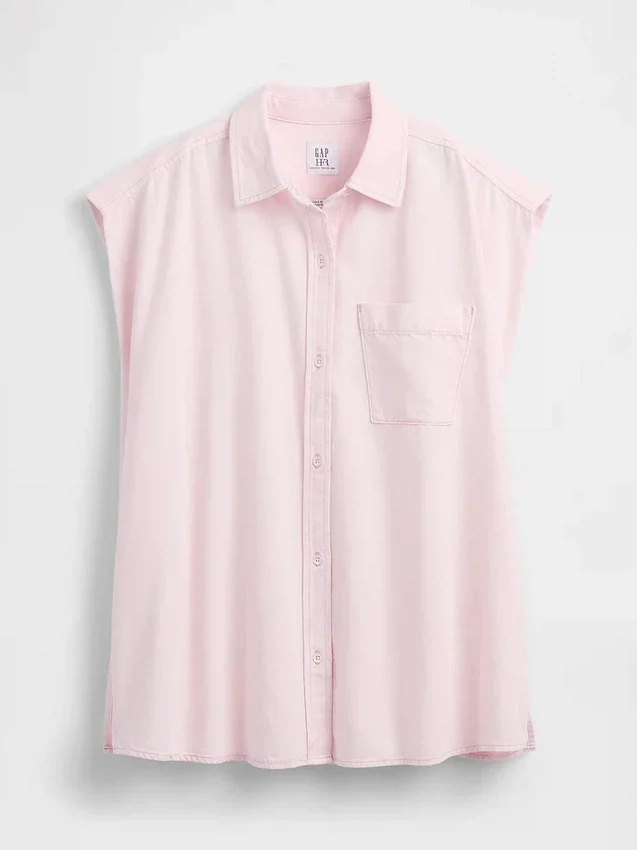 Gap × Hfr Ultrasoft-Denim-Hemd mit breiten Schultern aus der Kollektion von Nicole Benefield