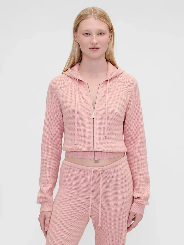 GAP × Summer Fridays CashSoft-Waffelpiqué-Hoodie in verkürzter Passform