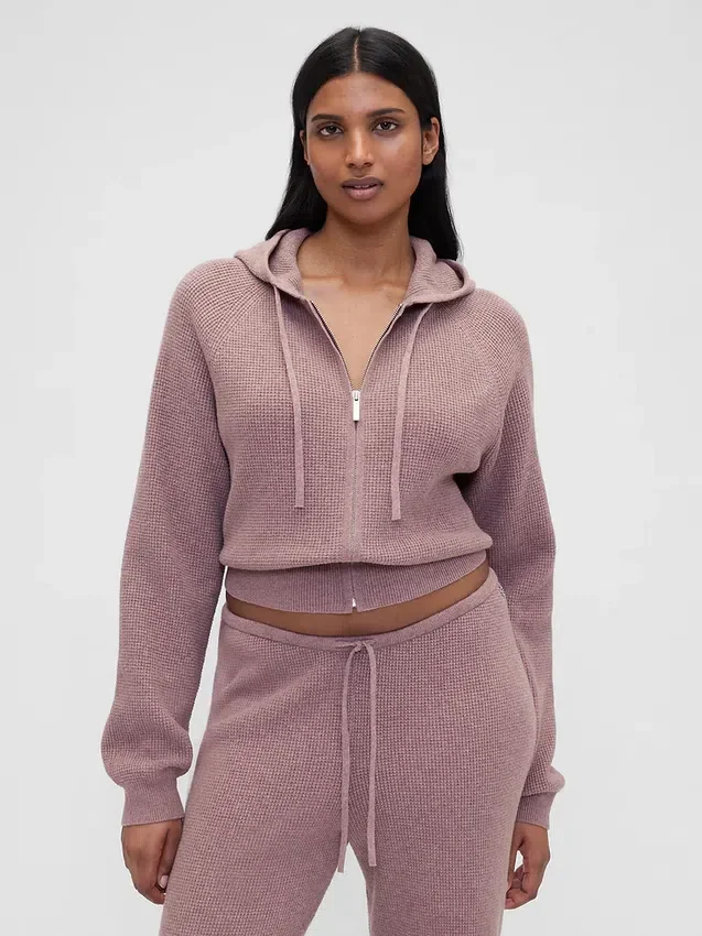 GAP × Summer Fridays CashSoft-Waffelpiqué-Hoodie in verkürzter Passform