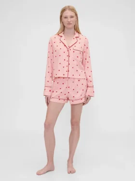 GAP × Summer Fridays Flanell-Pyjama-Shorts mit Herzchen