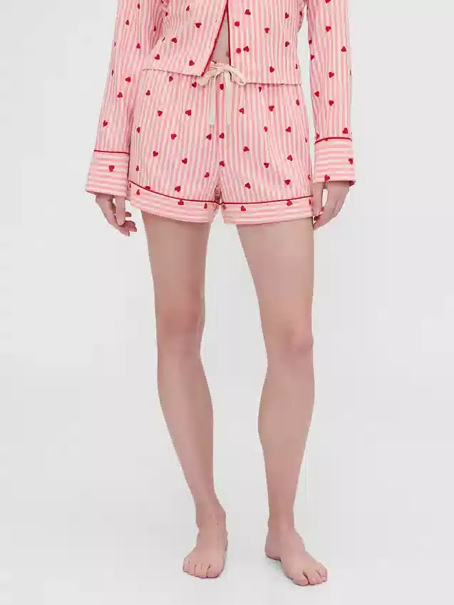 GAP × Summer Fridays Flanell-Pyjama-Shorts mit Herzchen