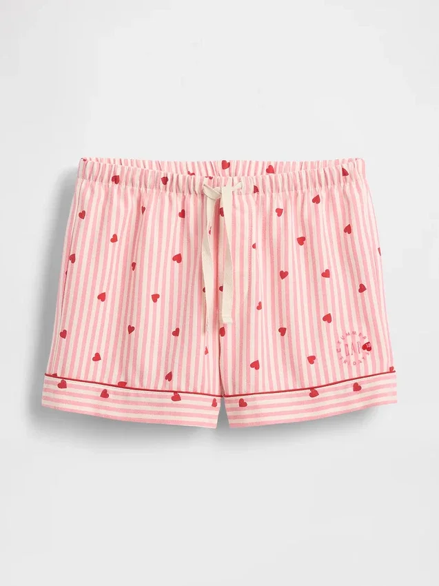 GAP × Summer Fridays Flanell-Pyjama-Shorts mit Herzchen