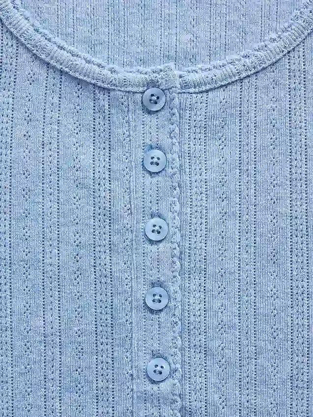 Gap × Summer Fridays Pointelle-Henley-Pyjama-Oberteil