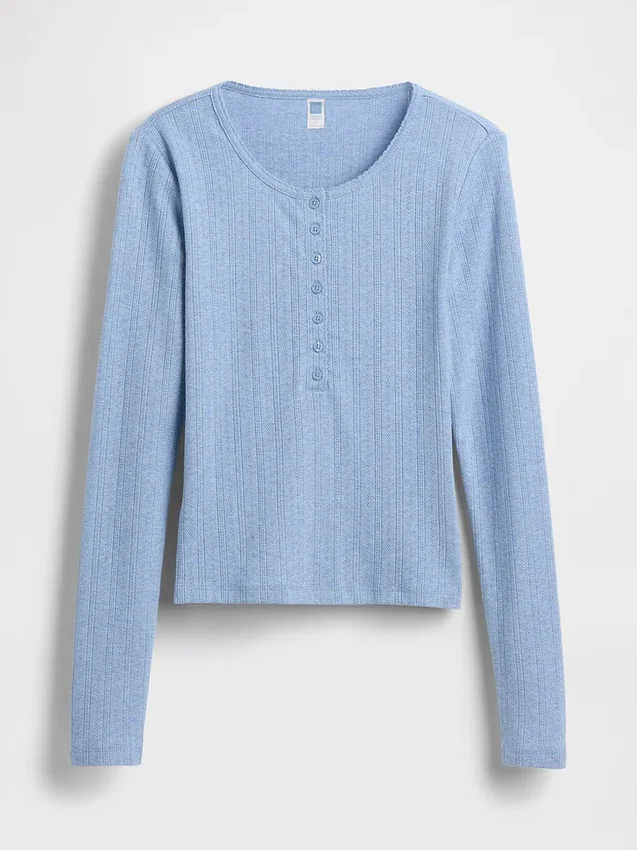 Gap × Summer Fridays Pointelle-Henley-Pyjama-Oberteil
