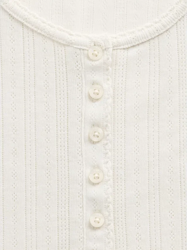 Gap × Summer Fridays Pointelle-Henley-Pyjama-Oberteil