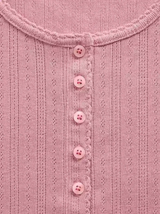 Gap × Summer Fridays Pointelle-Henley-Pyjama-Oberteil